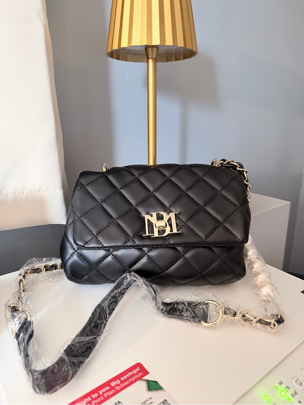 Badgley Black Quilted Chain Shoulder Bag